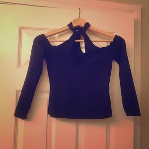 Low cut off the shoulder black top